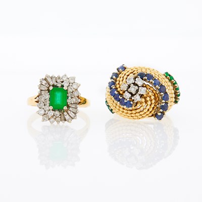 Lot 2264 - Two Two-Color Gold and Gem-Set Rings