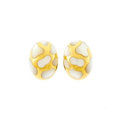 Lot 1004 - Angela Cummings Pair of Gold and Mother-of-Pearl Earrings