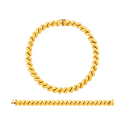 Lot 2014 - Gold San Marco Link Necklace and Bracelet