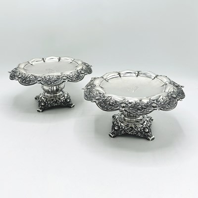 Lot Pair of Tiffany & Co. Sterling Silver "Chrysanthemum" Pattern Tazzas