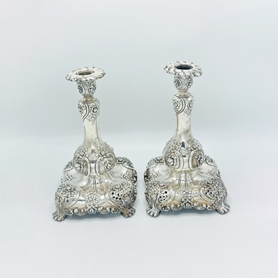 Lot 1229 - Pair of Tiffany & Co. Sterling Silver Candlesticks