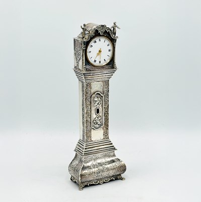 Lot 1216 - Dutch Baroque-style Silver Tall Clock-form Watch Hutch