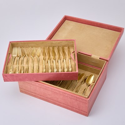 Lot 111 - Russian Silver-Gilt Flatware Service