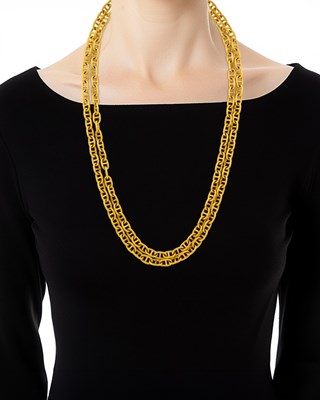 Lot 1093 - Bulgari Long Gold Nautical Link Chain Necklace