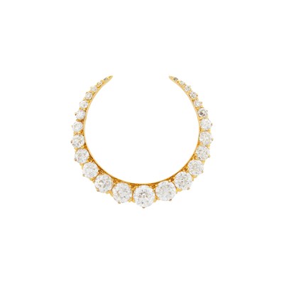 Lot 62 - Tiffany & Co. Antique Gold and Diamond Crescent Pendant-Brooch