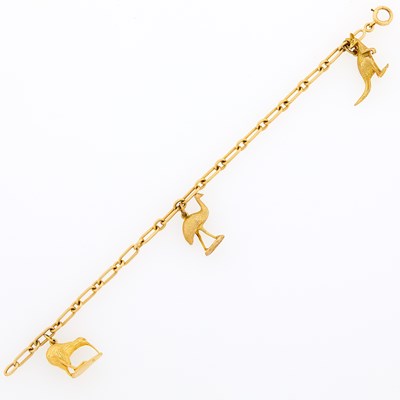 Lot 2047 - Gold and Low Karat Gold Animal Charm Bracelet