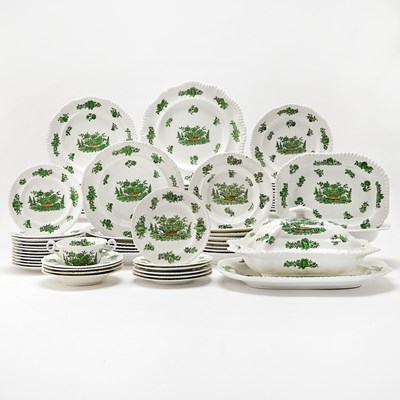 Lot 198 - Large Assembled Spode Porcelain "Green Basket" Pattern Dinner Service