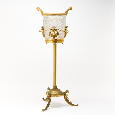 Lot 56 - French Napoleon III Style Gilt-Metal and Molded Glass Two-Handled Bottle Cooler on Stand