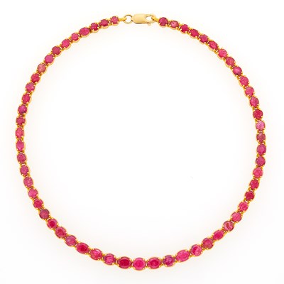 Lot 2186 - Gold and Ruby Necklace
