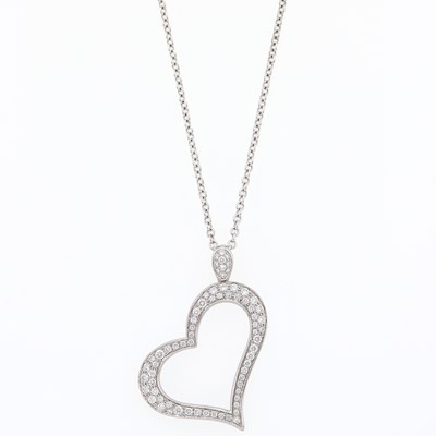 Lot 2101 - Piaget White Gold and Diamond Heart Pendant with Chain Necklace
