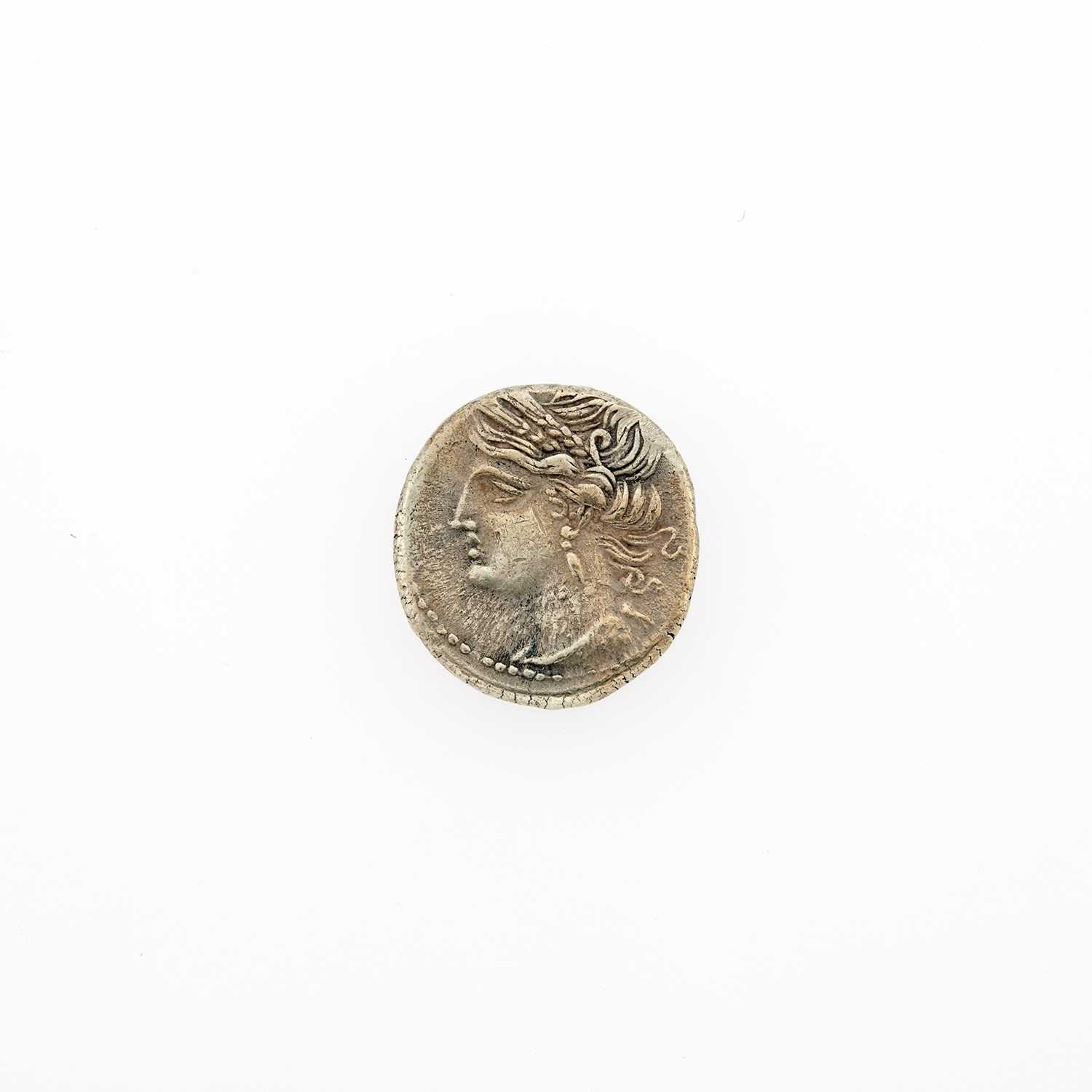 Lot 4 - Carthage. c. 220-210 B.C.E. Electrum 3/8 Shekel (2.81g, 15mm).