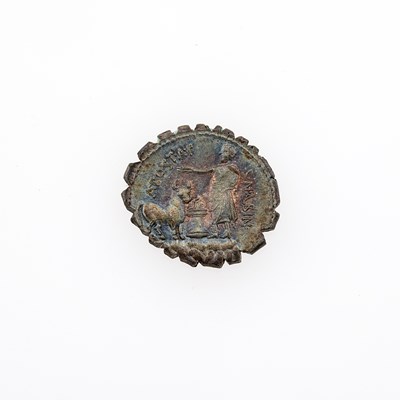 Lot 18 - A. Postumius A.f.Sp.n. Albinus. c. 81 B.C.E. AR Denarius Serratus (3.93g, 20mm).