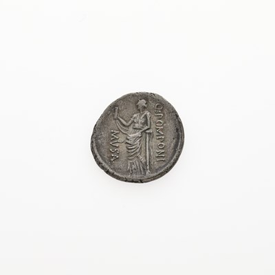 Lot 26 - Q. Pomponius Musa c. 66 B.C.E. AR Denarius (4.07g, 18mm).