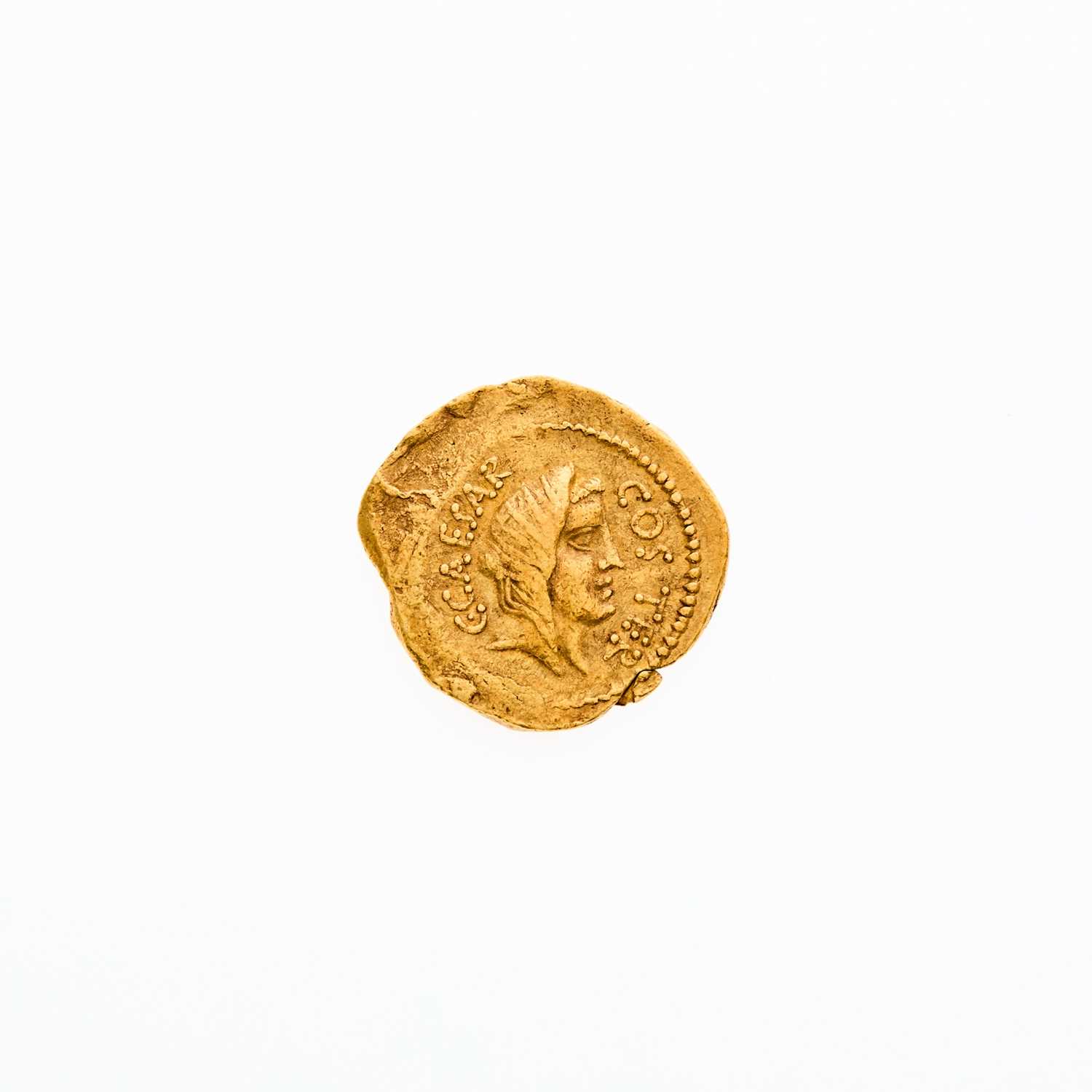 Lot 52 - Julius Caesar, Moneyer A. Hirtius. c. 46 B.C.E. AV Aureus (8.16g, 22mm).