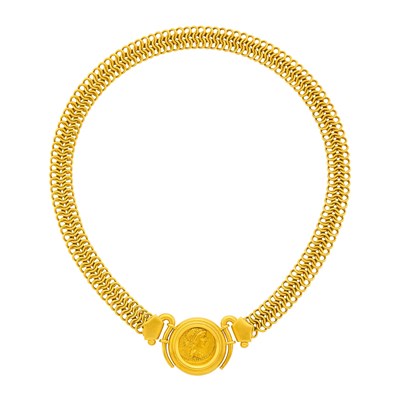 Lot 134 - High Karat Gold, Gold and Coin Pendant-Necklace