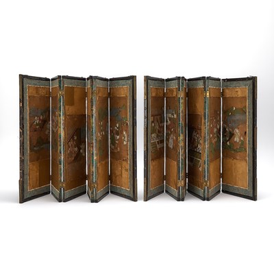 Lot 233 - A Pair of Japanese Six-Panel Miniature Screens