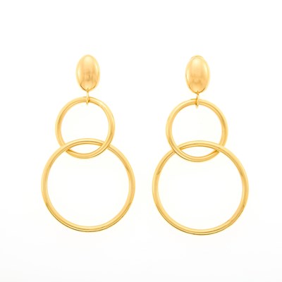 Lot 2041 - Pair of Gold Circle Pendant-Earclips