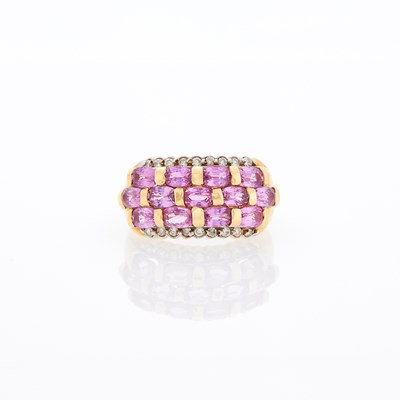 Lot 2025 - Gold, Pink Sapphire and Diamond Ring