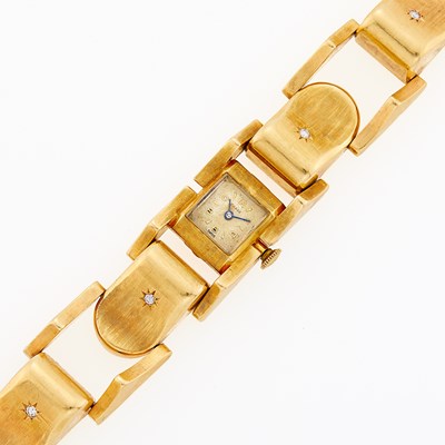 Lot 2071 - Gold and Diamond Bracelet-Watch