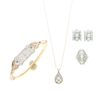 Lot 2263 - Group of Yellow and White Gold, Low Karat Gold and Diamond Jewelry