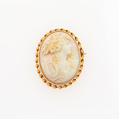Lot 2147 - Gold and Carved Coral Cameo Brooch