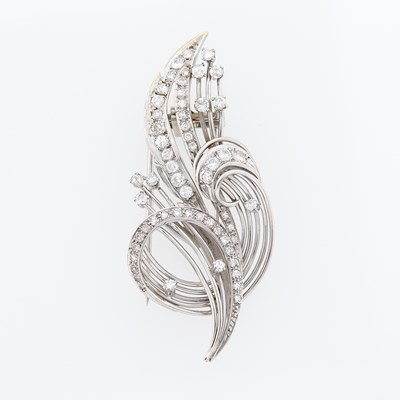 Lot 2125 - White Gold and Diamond Clip-Brooch