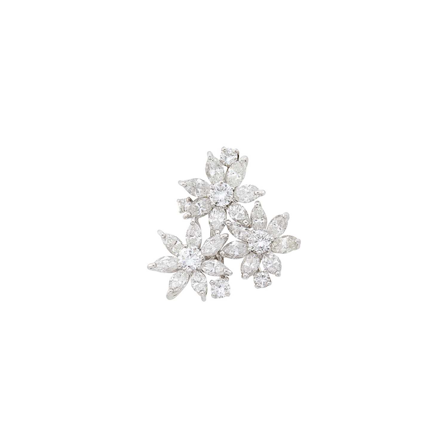 Lot 1048 - Platinum and Diamond Pendant-Brooch