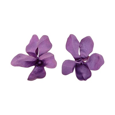 Lot 43 - JAR Pair of Purple Aluminum and Gold Violet Flower Earclips