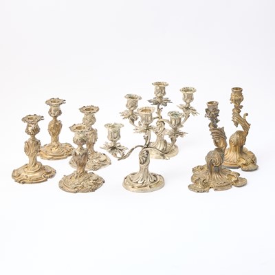 Lot 211 - Group of Silvered Metal and Silver Candle Holders