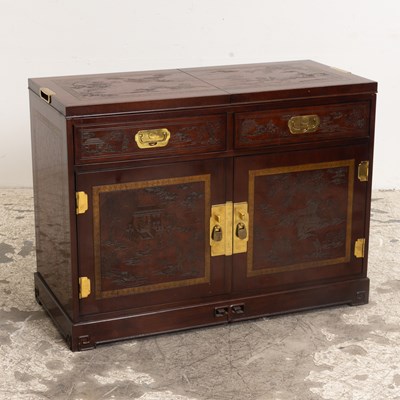 Lot 191 - Chinese Style Carved Wood Sideboard