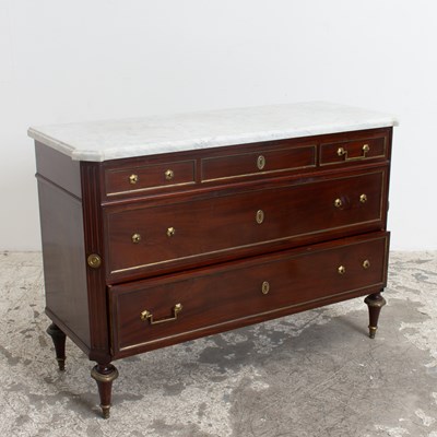 Lot 285 - Mahogany and Marble Top Chest of Drawers