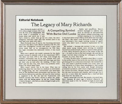 Lot 62 - Framed photographs and ephemera from the career of Mary Tyler Moore