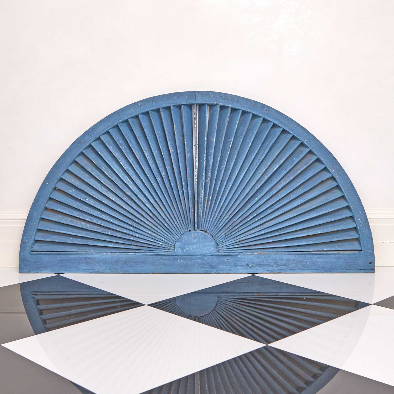 Lot 329 - Blue Painted Half-Round Window Pediment