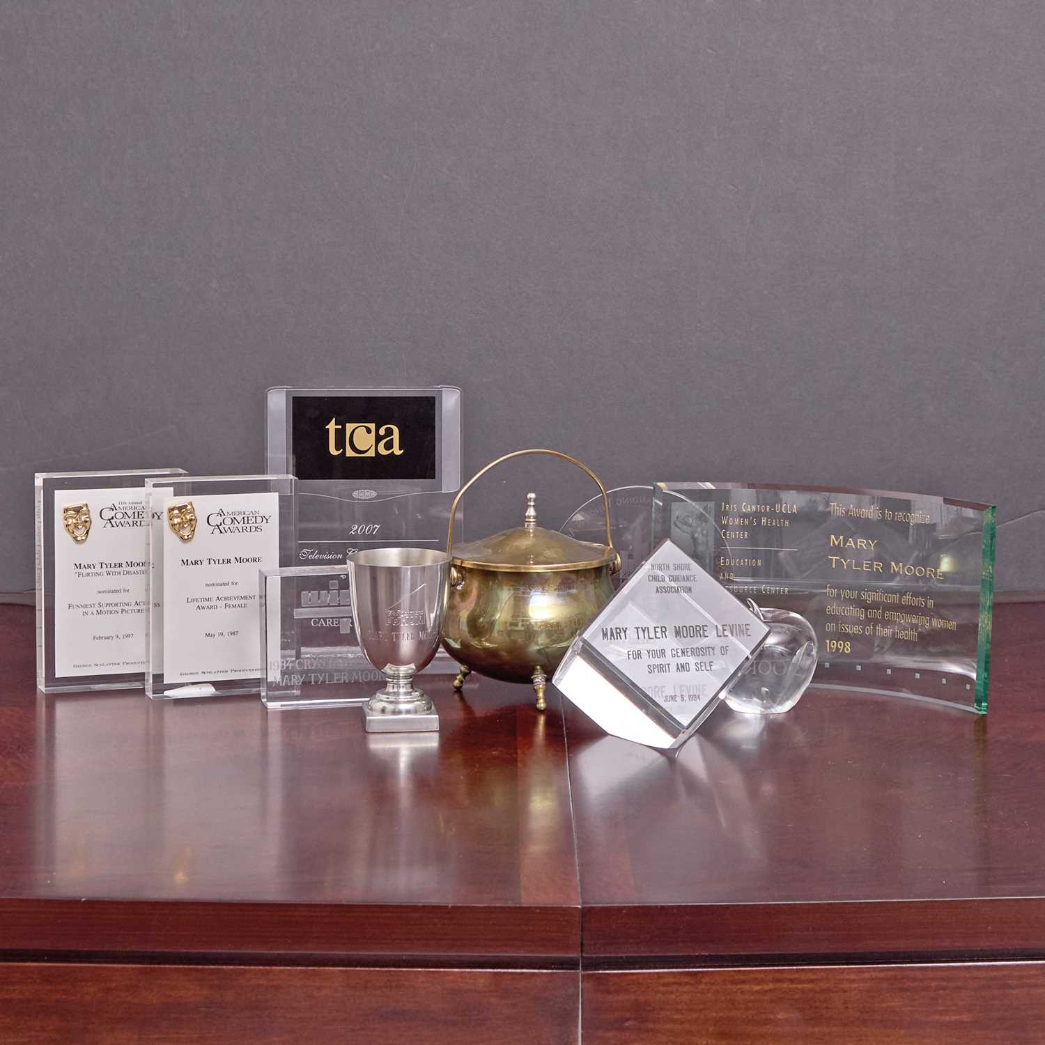 Lot 96 - Ten awards and items presented to Mary Tyler Moore