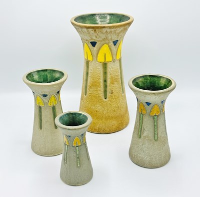 Lot 1077 - Group of Nine Roseville "Mostique" Pattern Pottery Table Articles