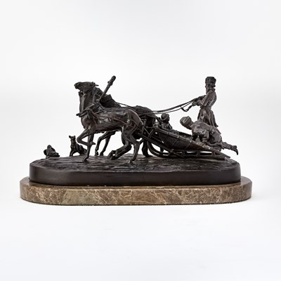 Lot 220 - Russian Style Bronze Group of Departure of a Troika