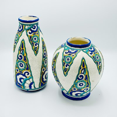 Lot 1068 - Two Charles Catteau for Boch Freres Keramis Art Deco Vases