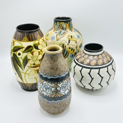 Lot 1069 - Group of Three Charles Catteau for Boch Freres Keramis Art Deco Vases