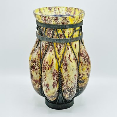 Lot 1092 - French Art Deco Glass and Iron Vase