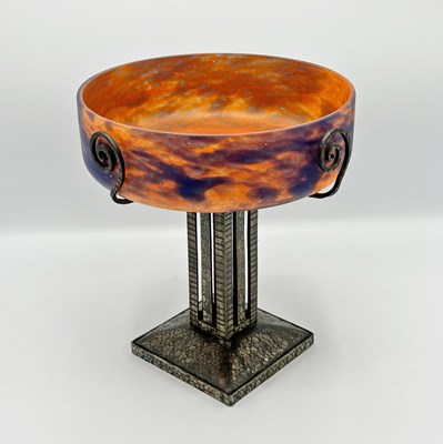 Lot 1094 - French Art Deco Glass and Iron Centerpiece Bowl