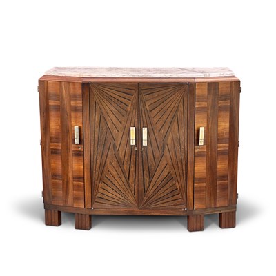 Lot 1101 - Art Deco Hardwood Marble Top Bar Cabinet