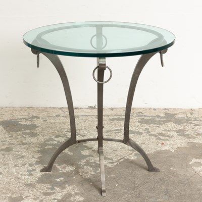 Lot 258 - Steel Glass Top Circular Occasional Table