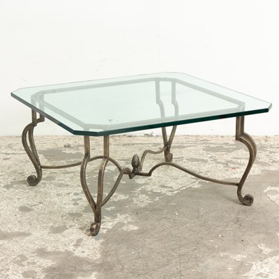 Lot 259 - Mid Century Modern Steel Glass Top Low Table