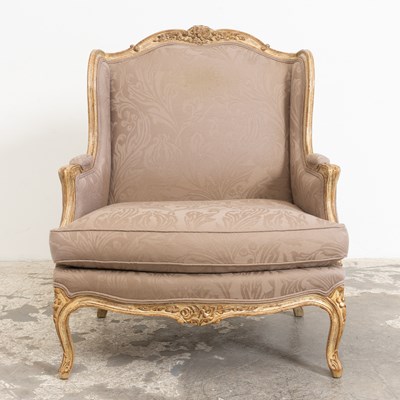 Lot 52 - Louis XV Style Painted Wood Upholstered Bergère