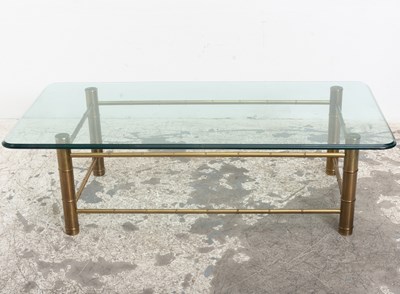Lot 36 - Faux Bamboo Brass Glass Low Table