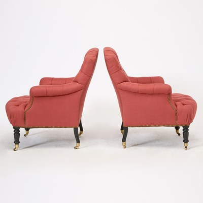 Lot 129 - Pair of Button-Tufted Upholstered Club Chairs