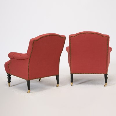 Lot 129 - Pair of Button-Tufted Upholstered Club Chairs