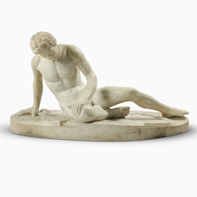Lot 305 - Large Italian Grand Tour Carved Marble Sculpture of the Dying Gaul