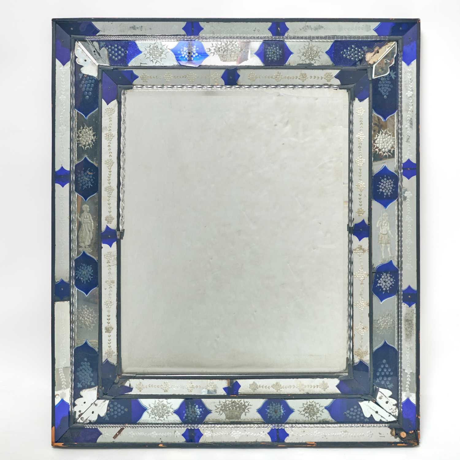 Lot 332 - Venetian Etched and Blue Glass Mirror