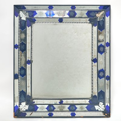 Lot 332 - Venetian Etched and Blue Glass Mirror